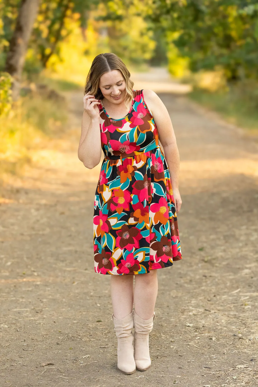 IN STOCK Kelsey Tank Dress - Bold Magenta Floral