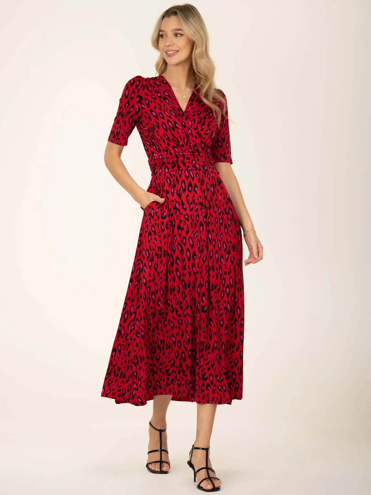 Jolie Moi Akayla Printed Jersey Maxi Dress, Red Animal