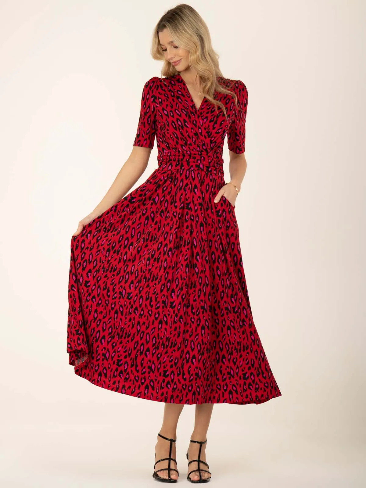 Jolie Moi Akayla Printed Jersey Maxi Dress, Red Animal