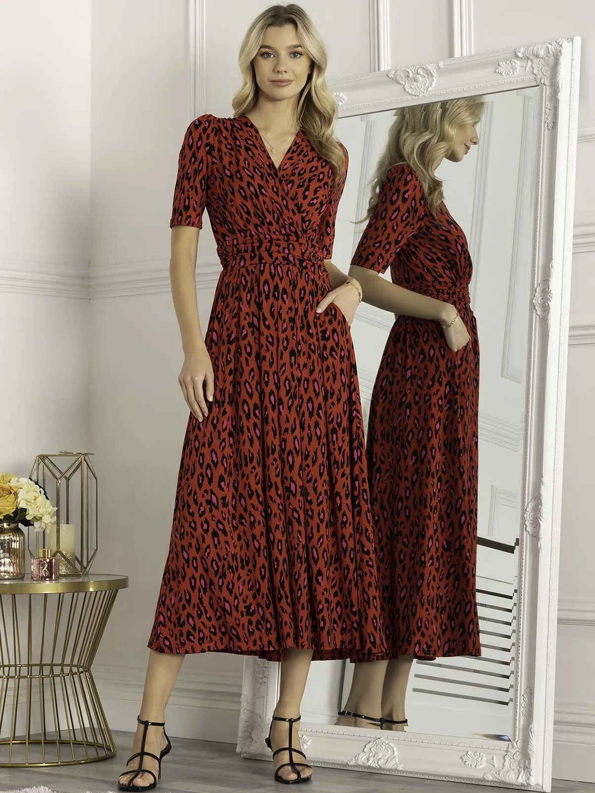 Jolie Moi Akayla Printed Jersey Maxi Dress, Red Animal