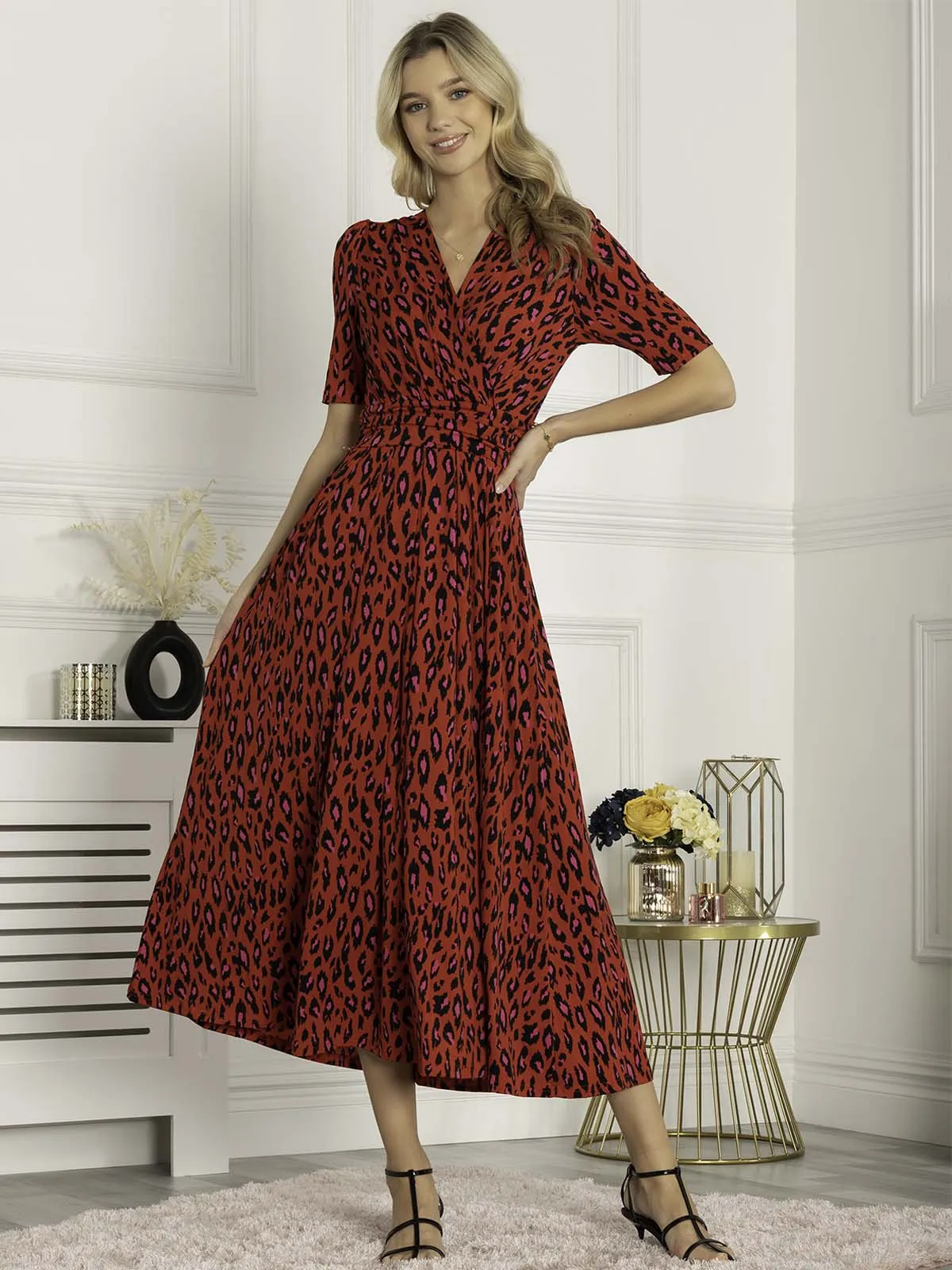 Jolie Moi Akayla Printed Jersey Maxi Dress, Red Animal