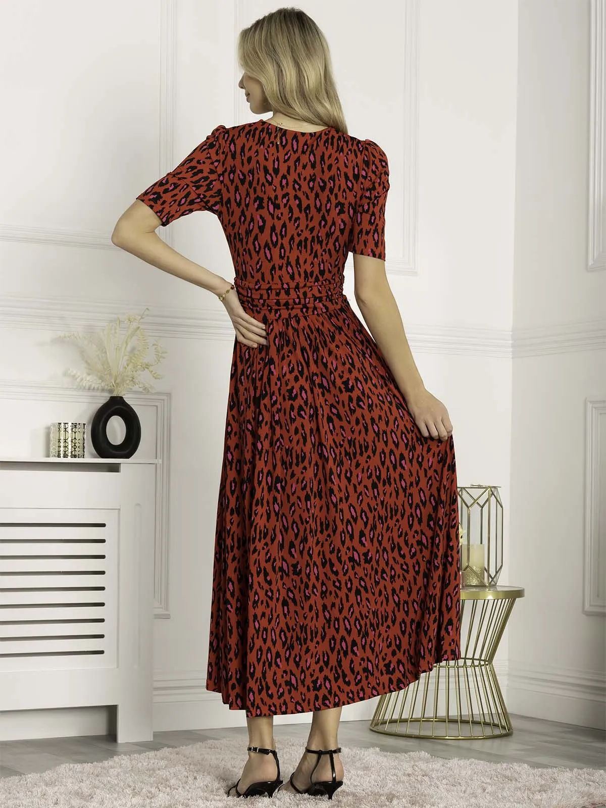 Jolie Moi Akayla Printed Jersey Maxi Dress, Red Animal