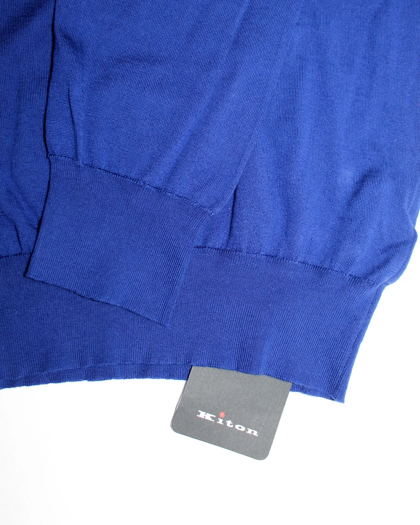 Kiton Cotton Sweater Royal Blue V-Neck - ICON - EUR 50/ M