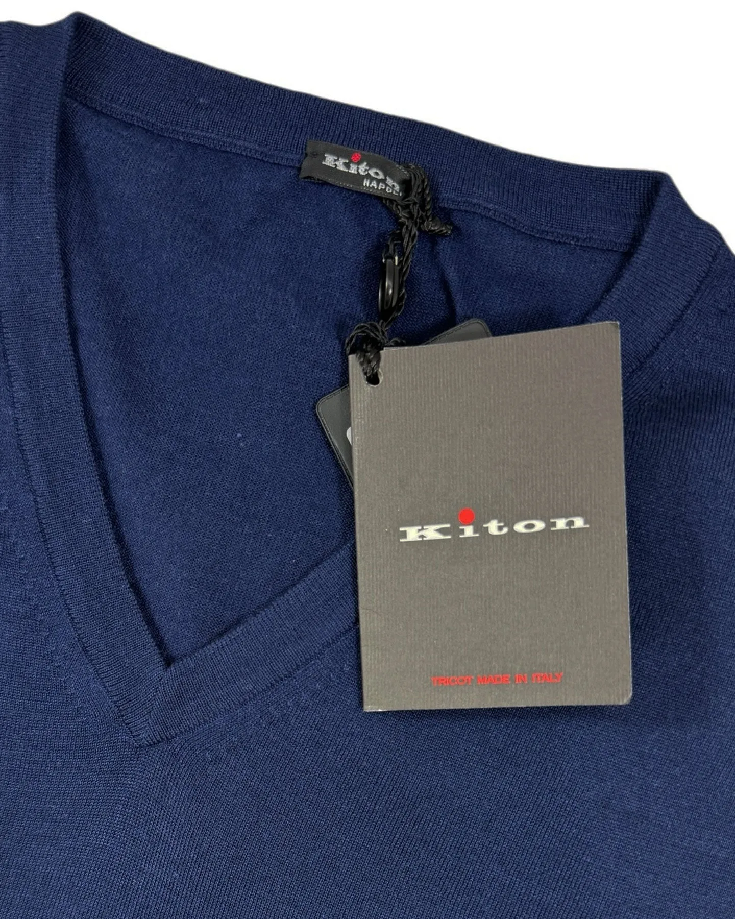 Kiton Sleeveless Sweater Lapis Blue Cashmere Silk V-Neck EU 56 / XXL