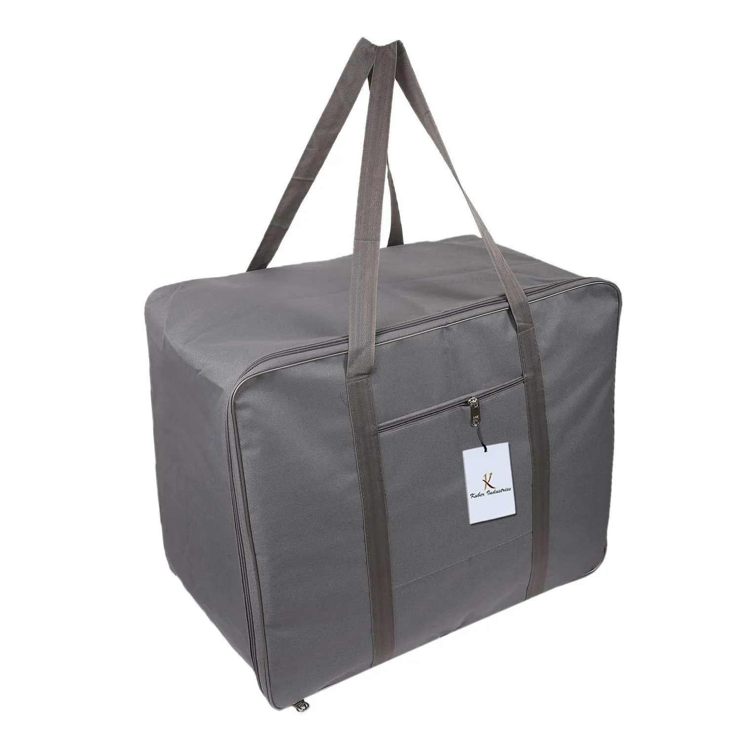 Kuber Industries Rexine Jumbo Attachi Travel Blanket Cover|Travel Duffle|Storage Carrying Bag|Travel Multi-Purpose Bag|Size 58 x 48 x 34 CM (Grey) CTKTC034726