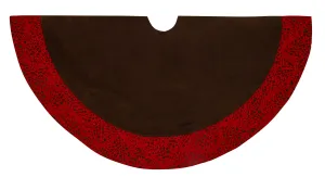 Laser Cut Border  Christmas Tree Skirt- Chocolate and Red- 60"