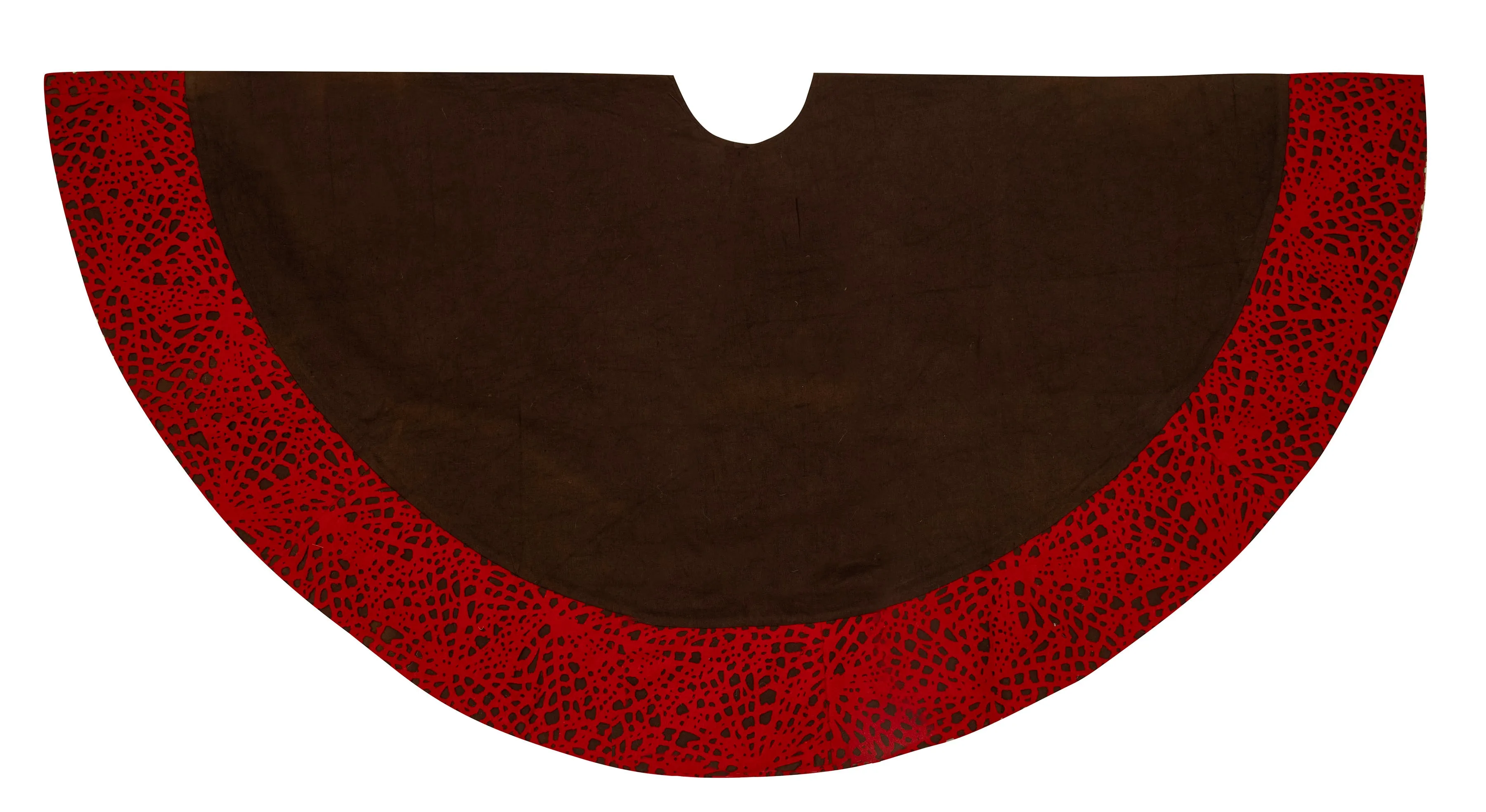 Laser Cut Border  Christmas Tree Skirt- Chocolate and Red- 60"