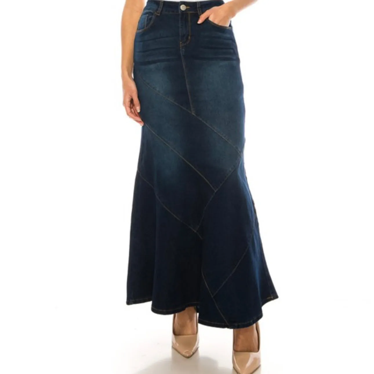 Liza's Betty Lou Long Modest Denim Skirt