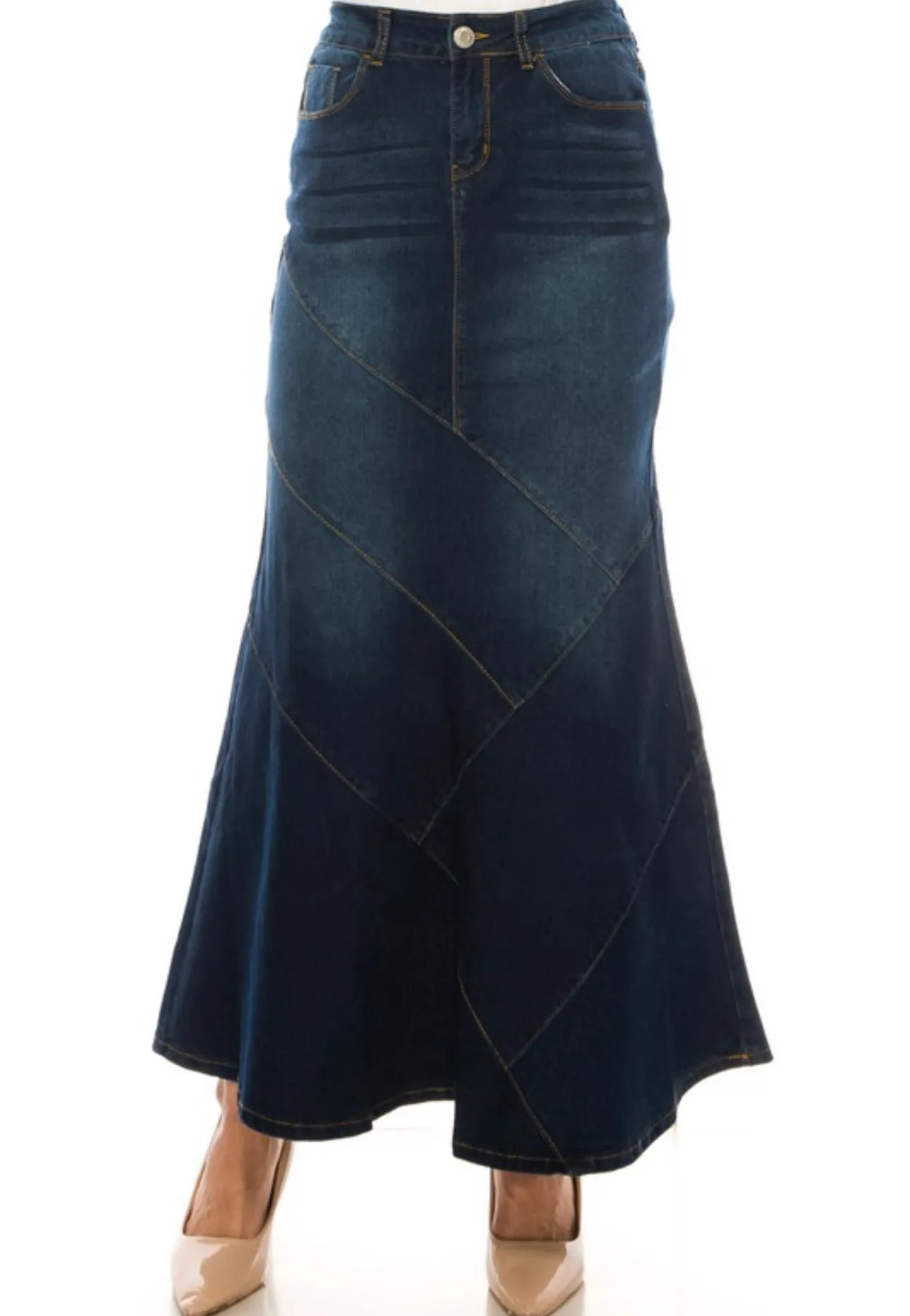 Liza's Betty Lou Long Modest Denim Skirt