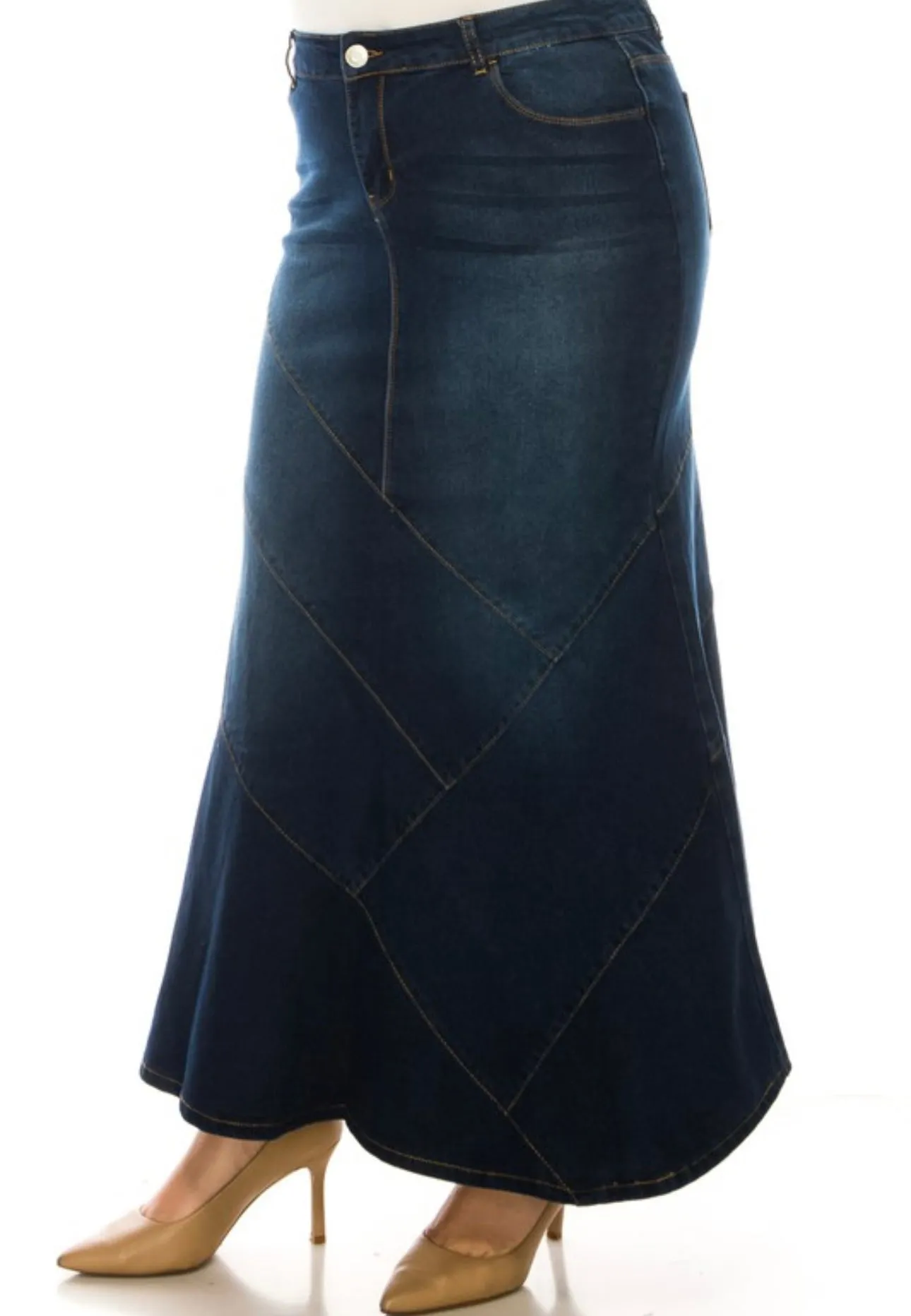 Liza's Betty Lou Long Modest Denim Skirt