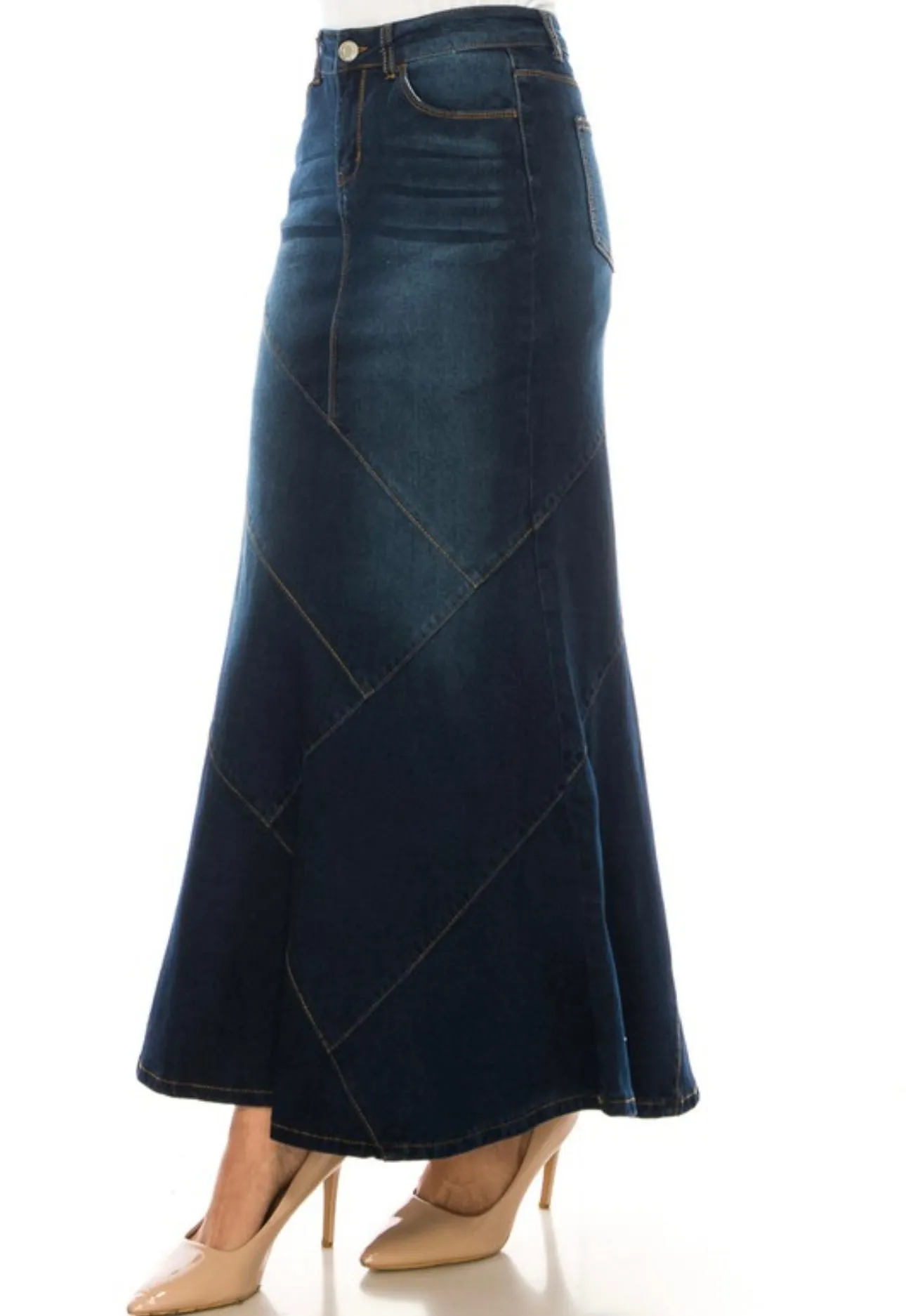 Liza's Betty Lou Long Modest Denim Skirt