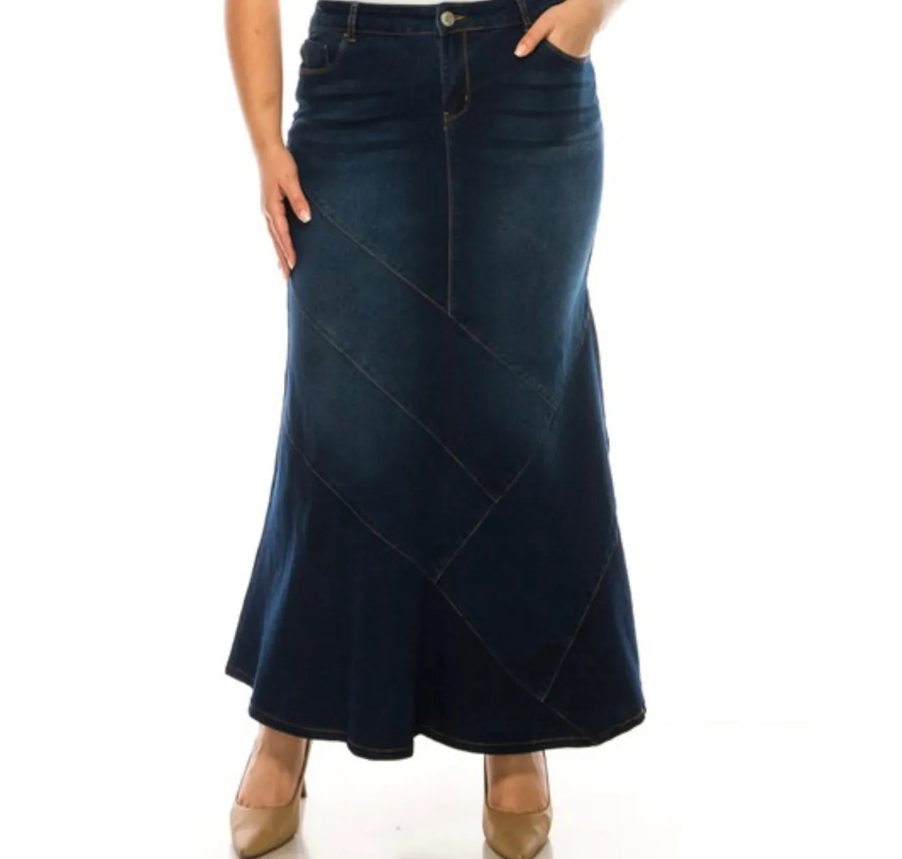 Liza's Betty Lou Long Modest Denim Skirt