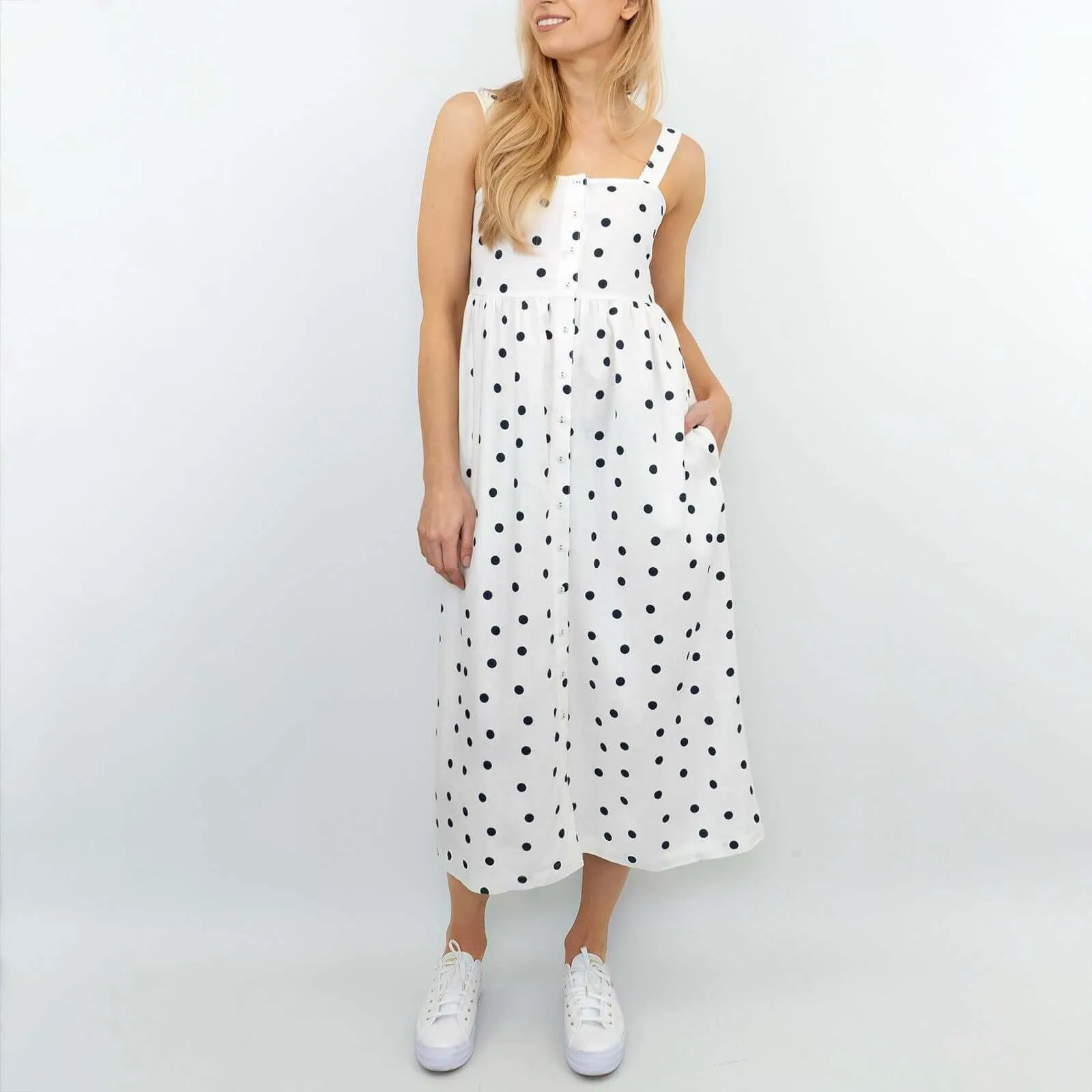 M&S Linen Blend Sleeveless Fit and Flare Midi Dresses