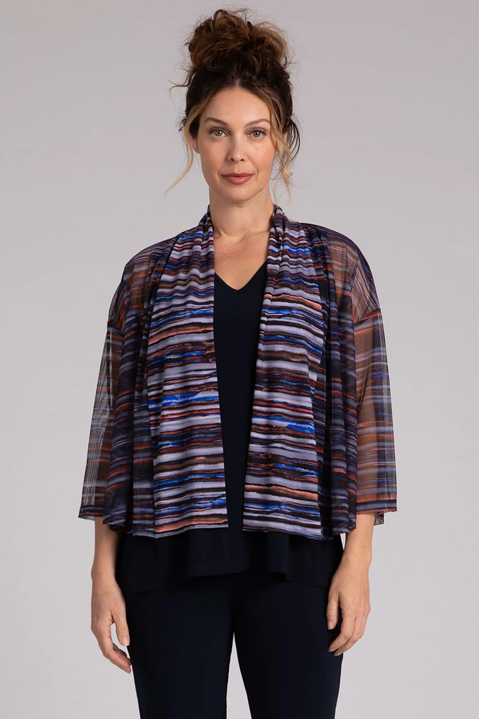 Mesh Mezza Luna Cardigan | Elemental Stripes