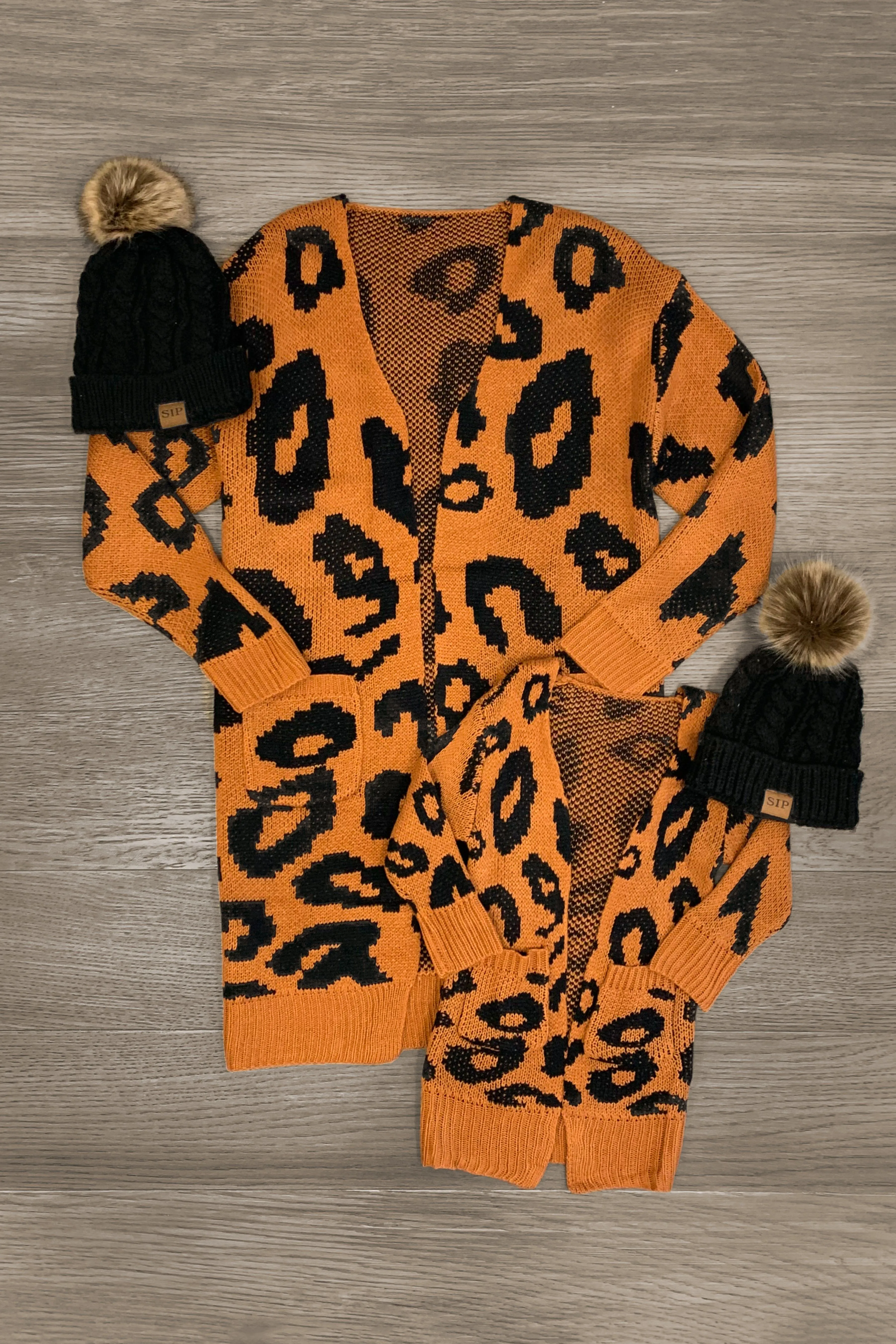 Mom & Me - Rust Leopard Cardigan