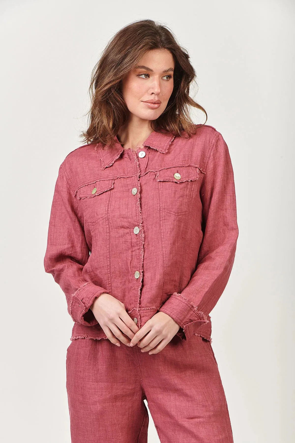 Naturals by O&J - Frayed Edge Jacket Rhubarb