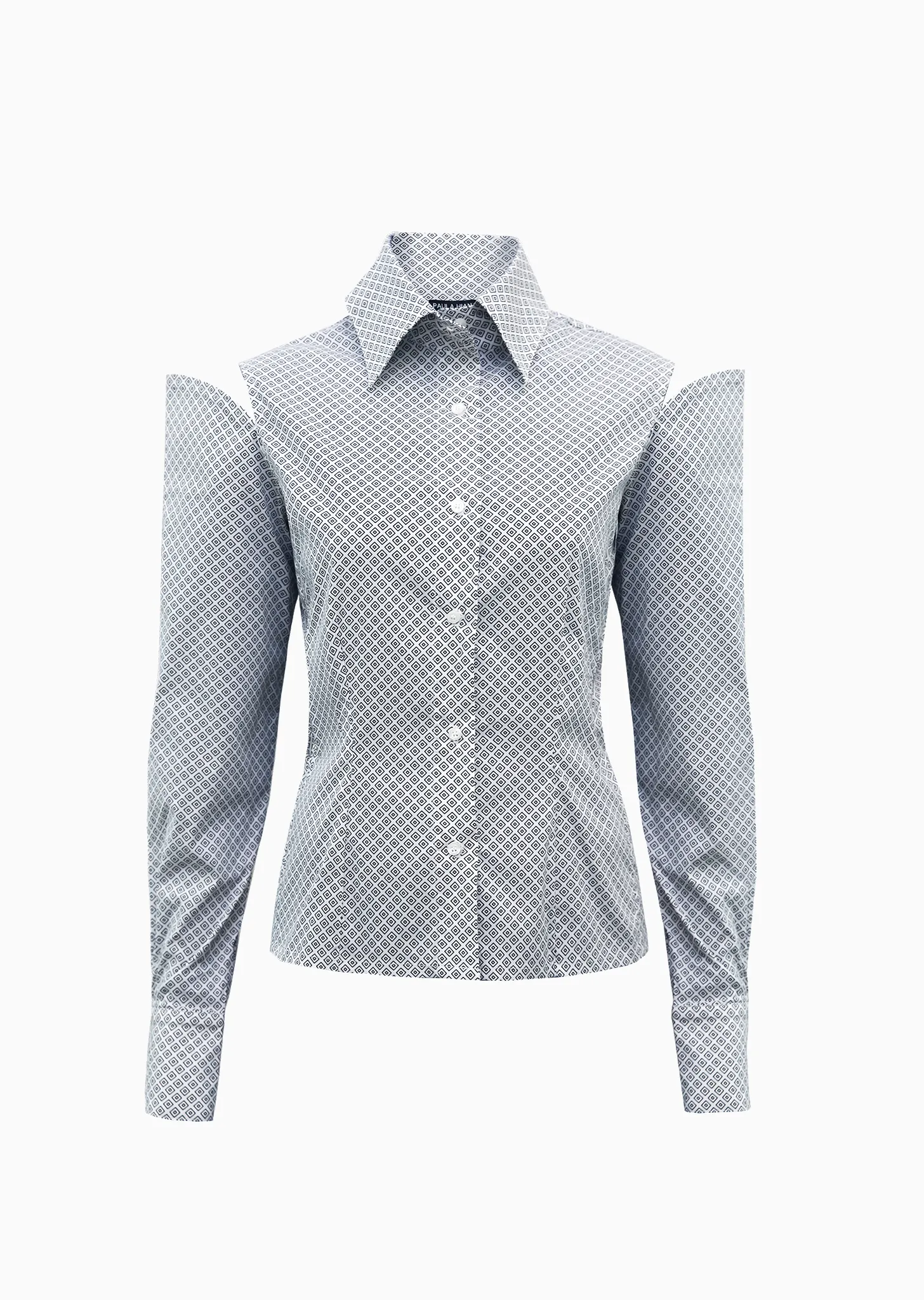 Patience - Cotton Button Up Shirt with Shoulder Cut Out