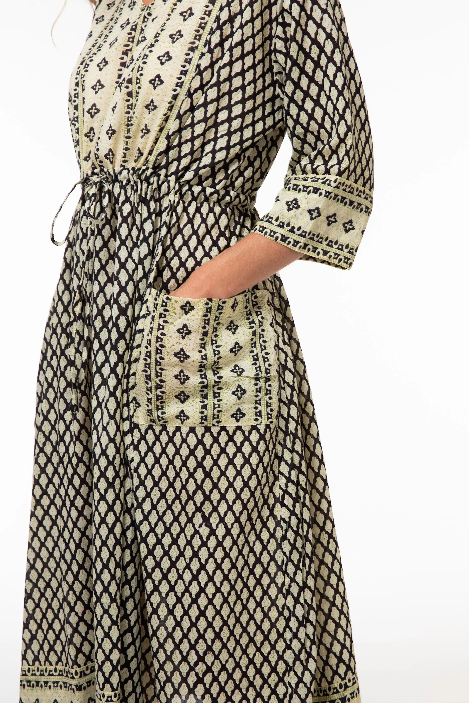 Prem Pocket  Dress Hand Block Printed in Pure Cotton