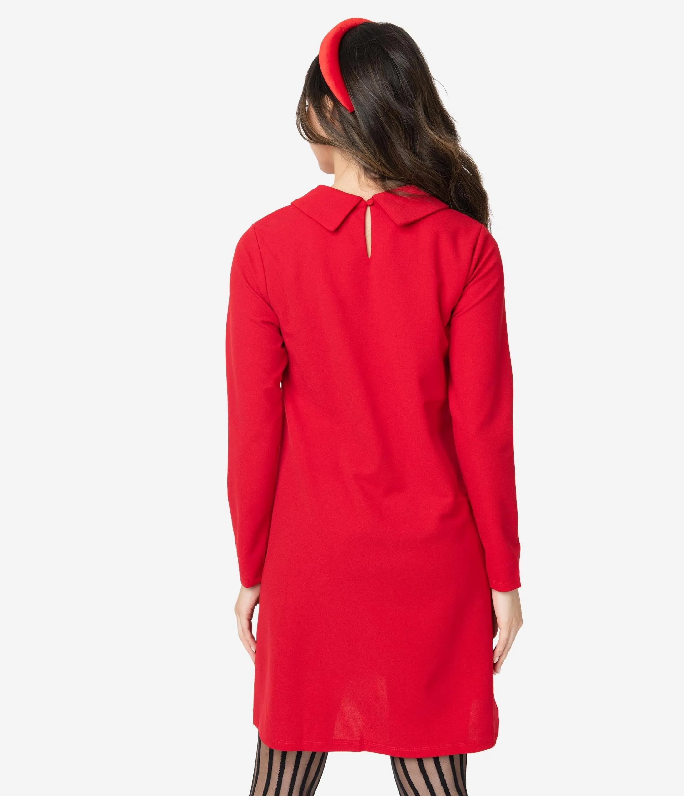 Retro Style Red Winged Collar Tent Dress