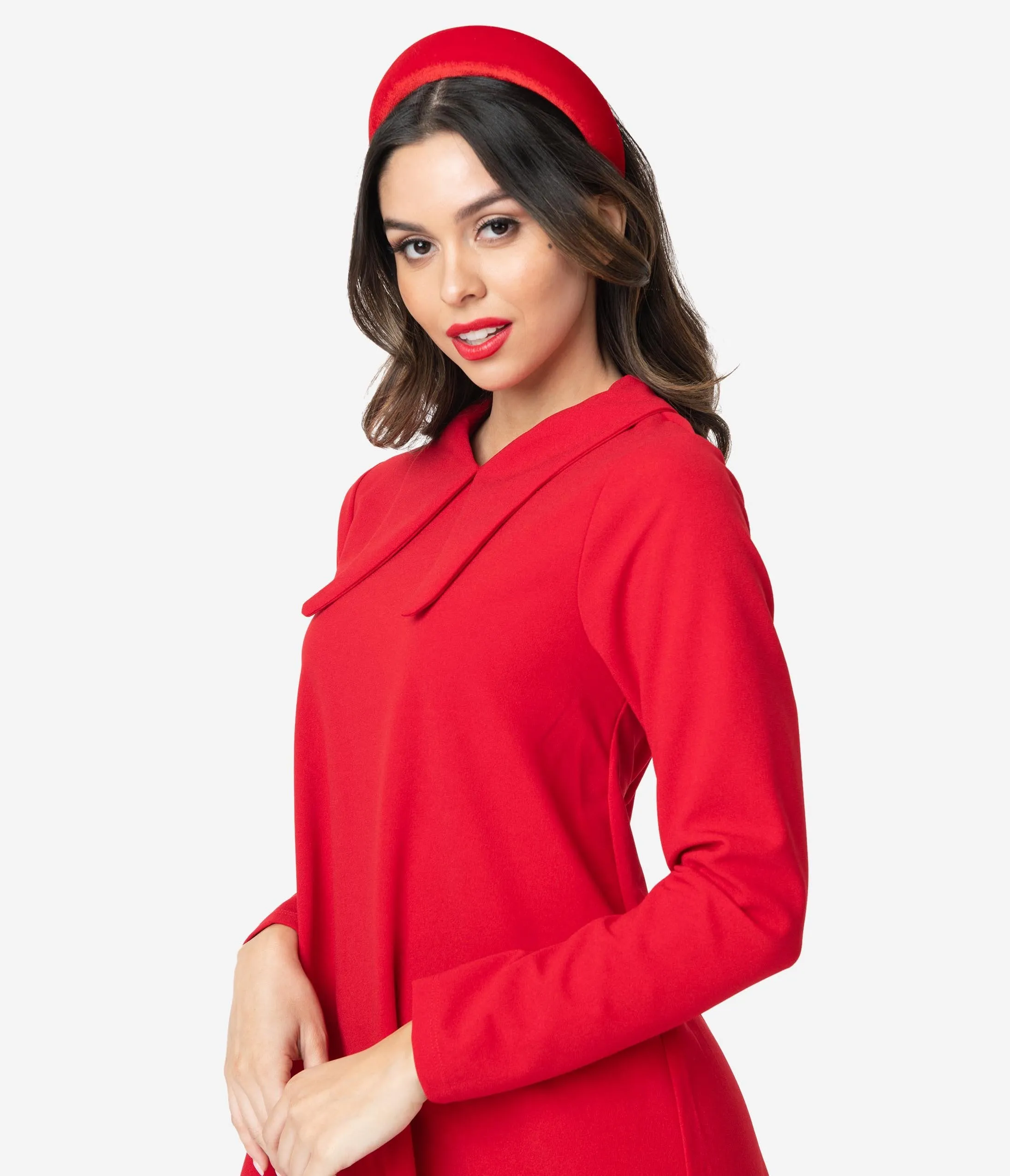 Retro Style Red Winged Collar Tent Dress