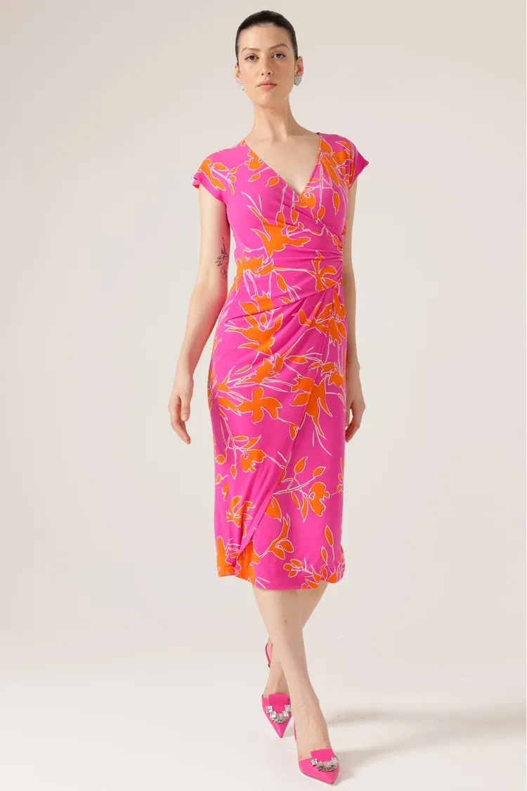 Rockin Robin Dress in Fuschia Orange