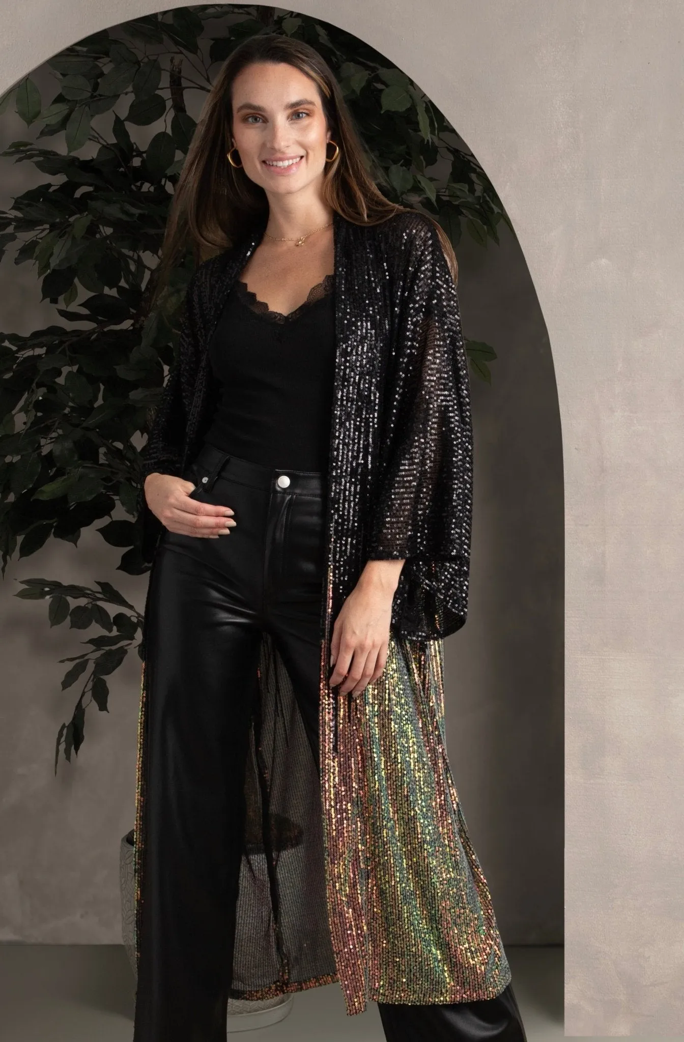 Sequin Kimono Duster Formal