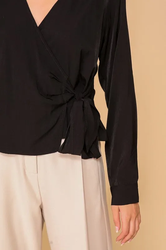 Side Tie V Neck Blouse