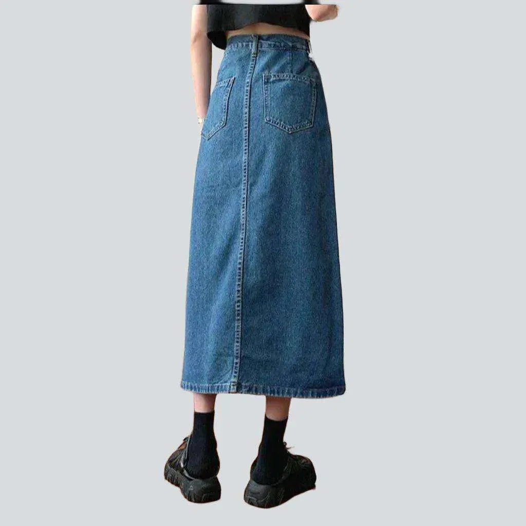 Slit women's denim skirt