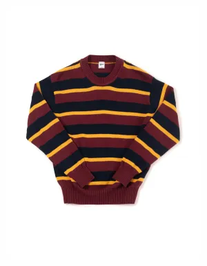 STRIPE CREW NECK SWEATER - NAVY/BURGUNDY