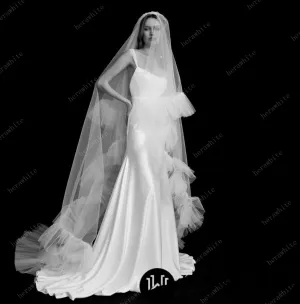 Two Tiered Cathedral Ruffle Veil Match to Your Hera White Gown