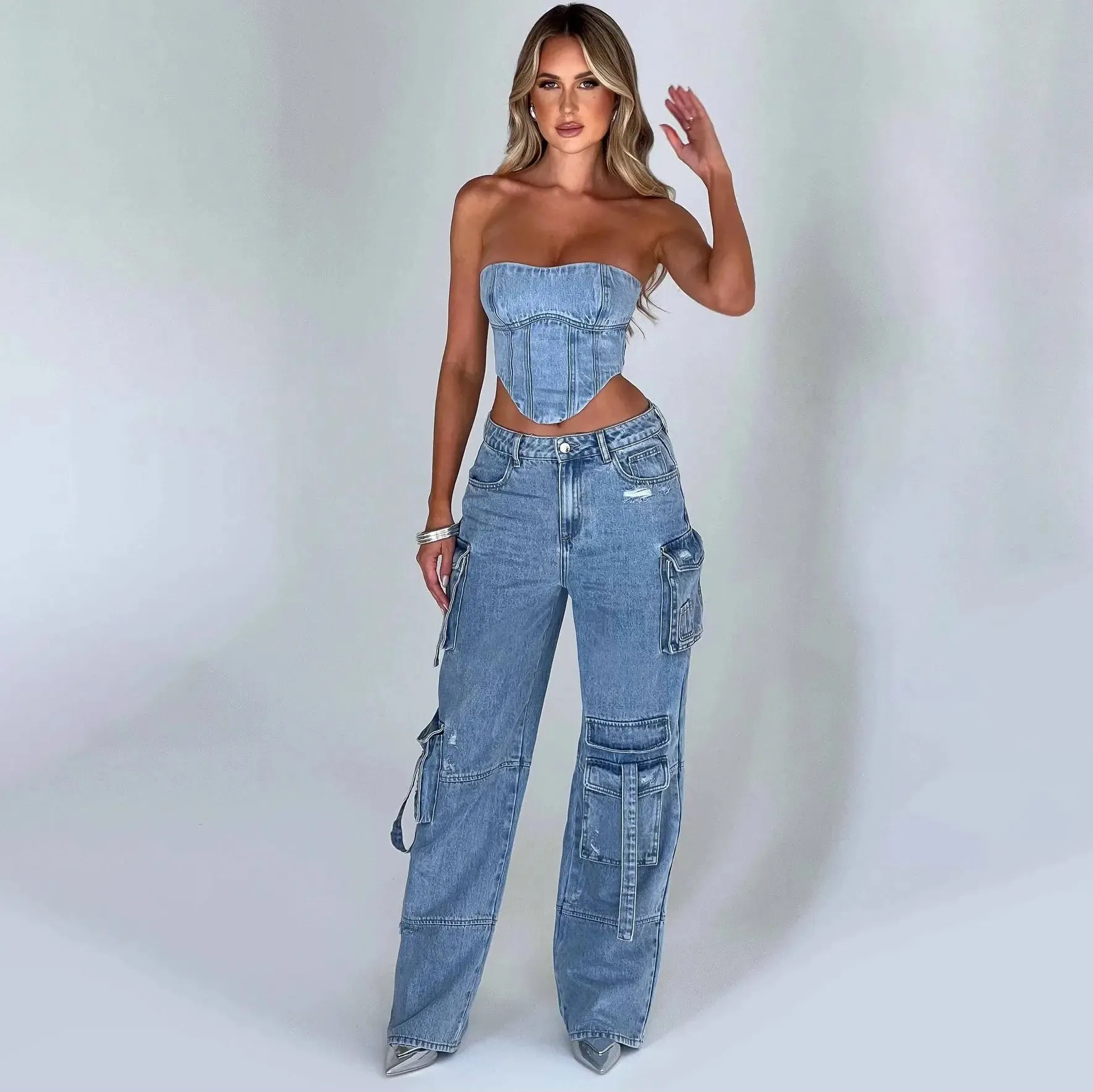 Urban Utility Denim Bustier Top