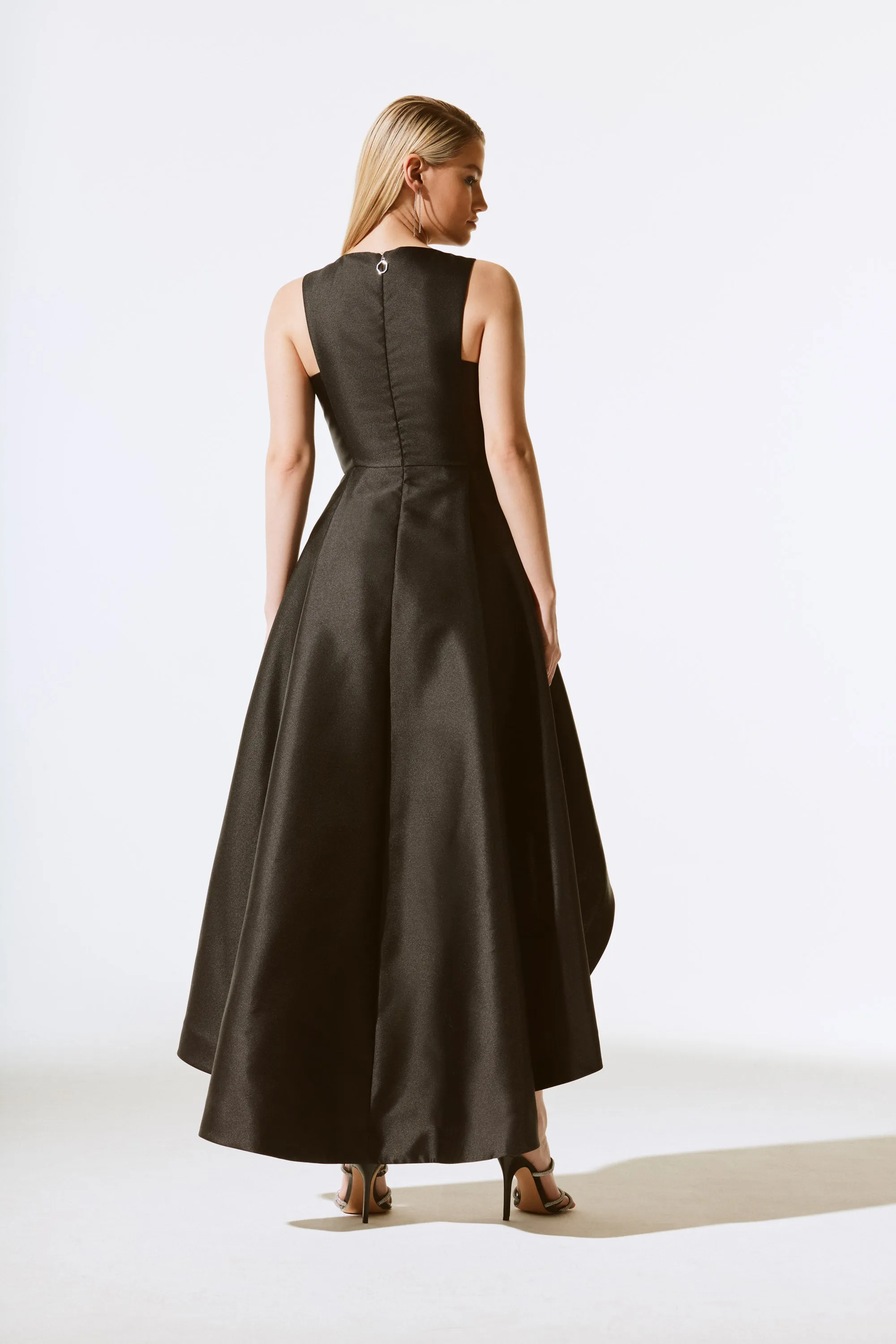 Woven Twill Fit And Flare Gown